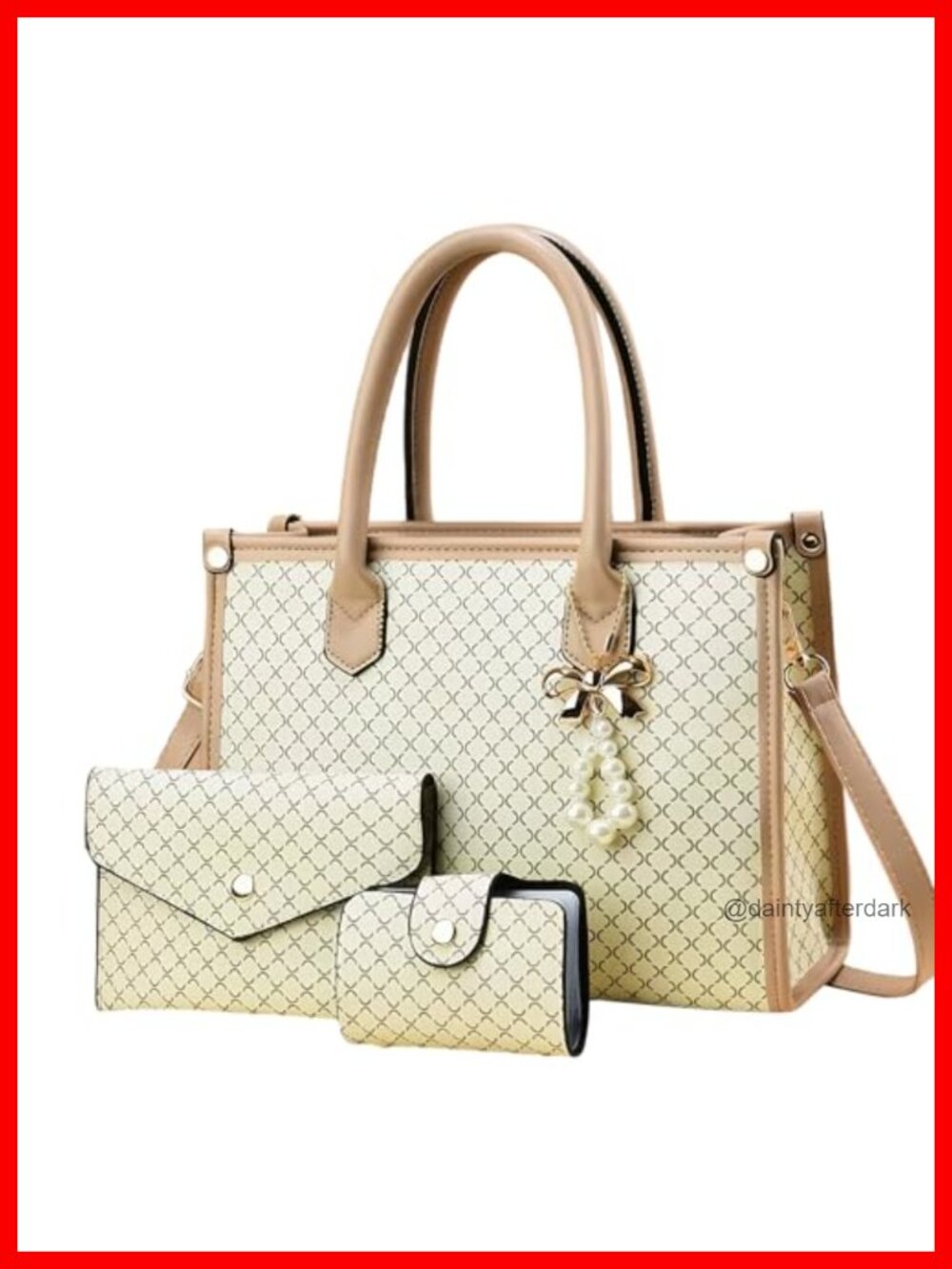 PU Leather Satchel Tote Bag with Wallet Set - Top Handle Shoulder Bag